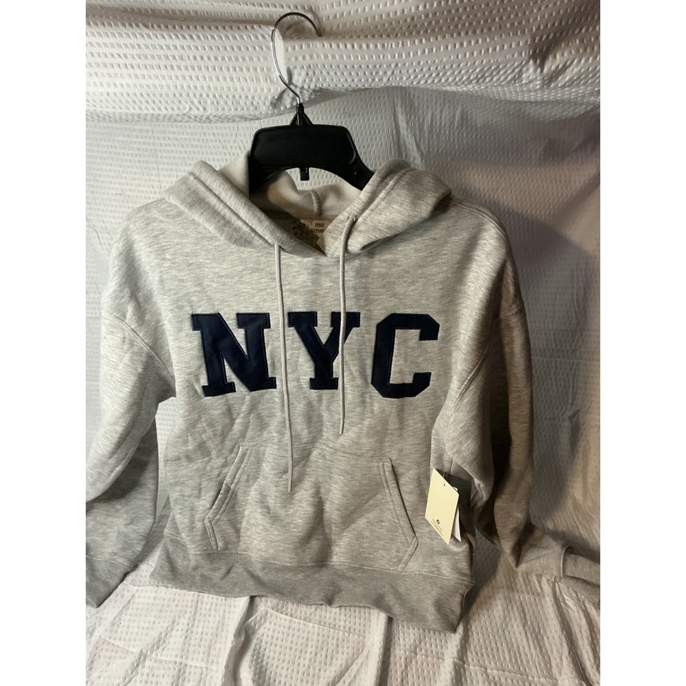 Pink Republic NYC Graphic Hoodie Heather Grey Navy Blue XS PF5K23444PKL